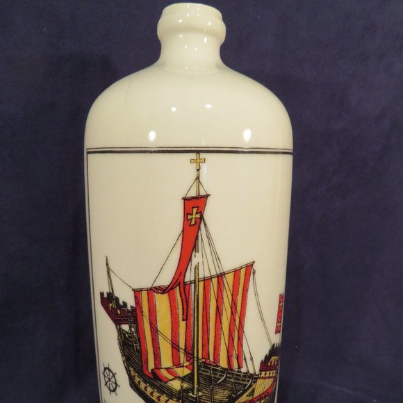 Vintage German Ceramic Bottle SHIPS Design 8.25" High (122C) - Picture 2 of 9
